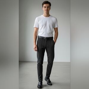 ICON. Amsterdam Black Striped Men's Dress Pants
